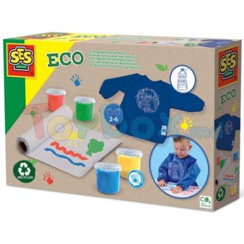 SES Creative 24924S Set de vopsele pentru degete cu șorț