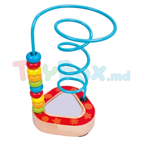 Jucarie din lemn cu oglinda Bino Labirint cu bile, 9,5x15,5x9,5 cm