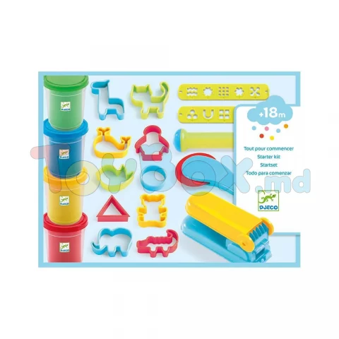 Djeco DJ09755 PLASTILINA - 4 Culori + forme si unelte