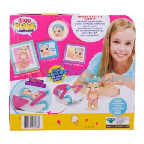 Little Live Pets 28476 Papusa interactiva Bizzy Bubs cu accesorii