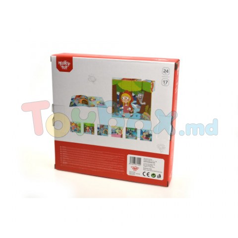 Tooky Toy TF456 Cuburi din lemn - puzzle „Scufița Roșie”
