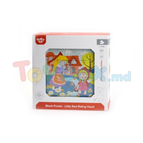 Tooky Toy TF456 Cuburi din lemn - puzzle „Scufița Roșie”