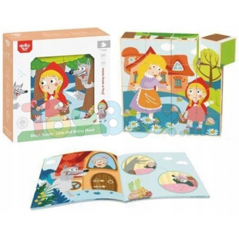 Tooky Toy TF456 Cuburi din lemn - puzzle „Scufița Roșie”