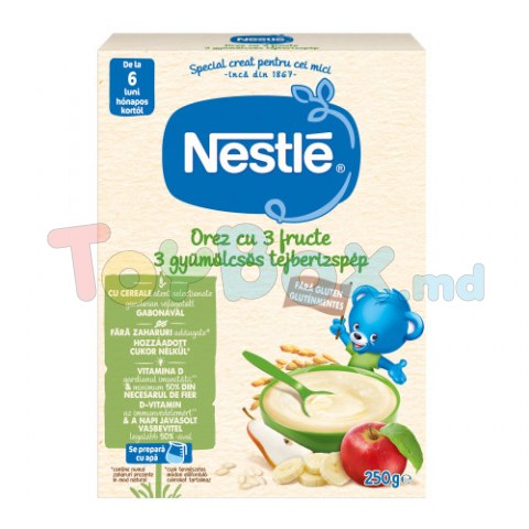 Nestle Рисовая каша с 3 фруктами молочная 250 гр. (6 м+)