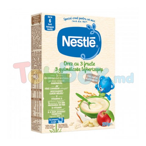 Nestle Рисовая каша с 3 фруктами молочная 250 гр. (6 м+)