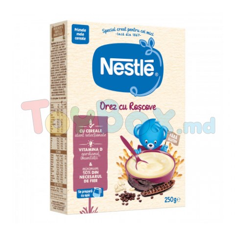 Nestlé Cereale din orez cu roscove fara lapte 250 gr. (4 m+)