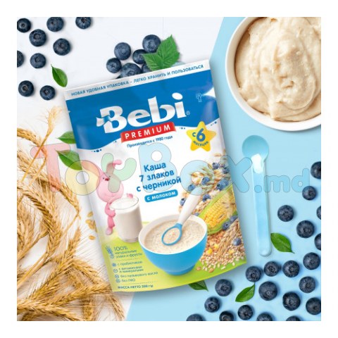 Bebi Premium Terci cu lapte 7 cereale cu coacăze 200gr.(6+)