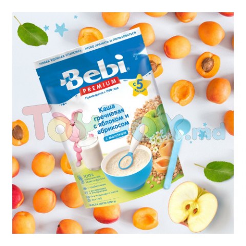 Bebi Premium Каша молочная гречневая с яблоком и абрикосом (5 м+) 200 гр.