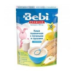 Bebi Premium Terci de grau cu lapte, biscuiți și pere (6 m+) 200 gr.