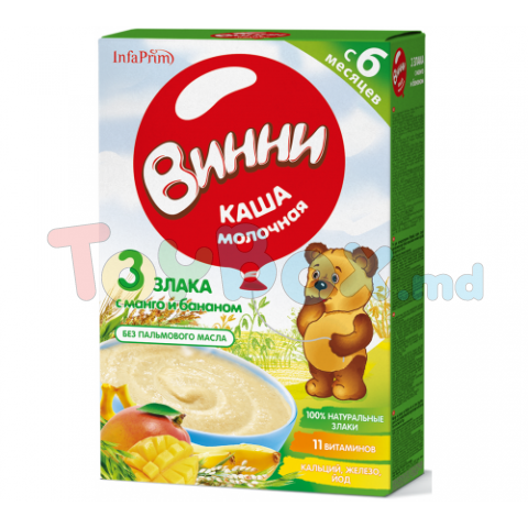 Винни Каша молочная 3 злака с манго и бананом (6 м+)200 гр.