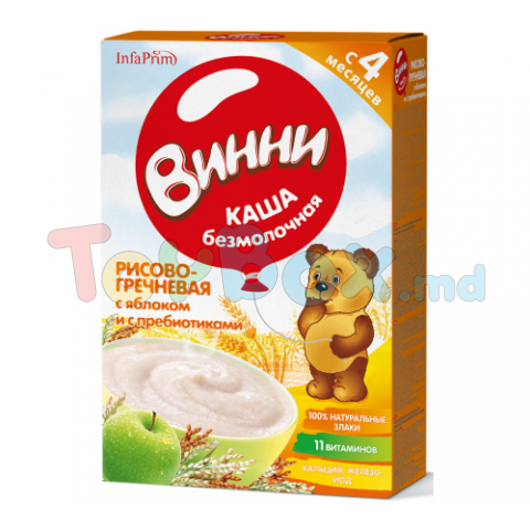 Винни Каша безмолочная Рисово-гречневая с яблоком и пребиотиками (4 m+) 200 gr.