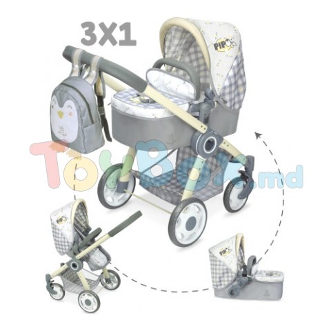 DeCuevas 80547 Carucior pentru papusi 3in1 cu rucsac 