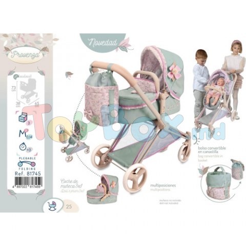 DeCuevas 81745 Carucior pentru papusi 3in1 cu geanta 