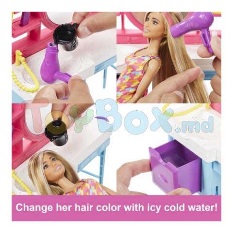 Barbie HKV00 Păpușă Barbie în salonul de coafură