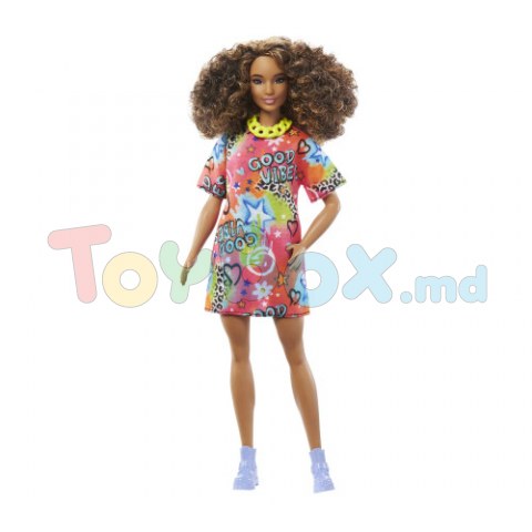 Barbie HPF77 Papusa Fashionista in rochie graffiti