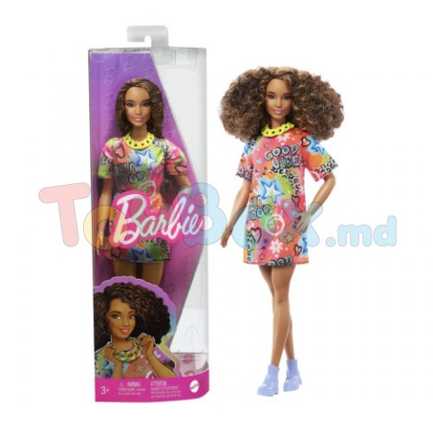 Barbie HPF77 Papusa Fashionista in rochie graffiti