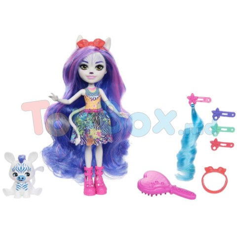 Enchantimals HNV28 Set de joacă “Coafuri fascinante Zebra Zemirah”