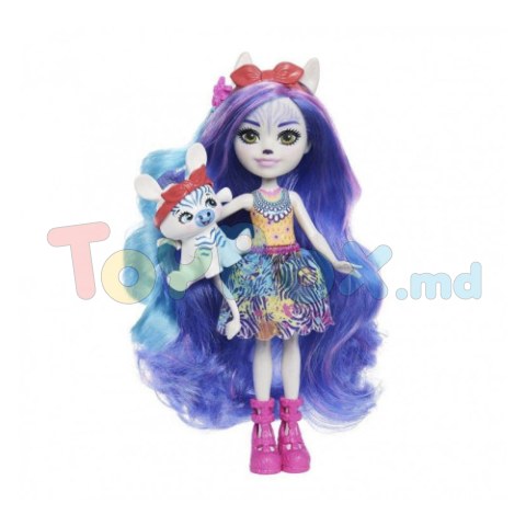 Enchantimals HNV28 Set de joacă “Coafuri fascinante Zebra Zemirah”