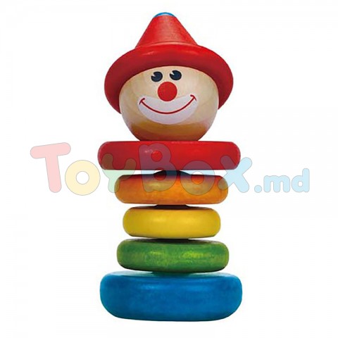 Hape E0010A  Деревянная игрушка-пирамидка клоун «Funny Clown» дисплей 6 шт