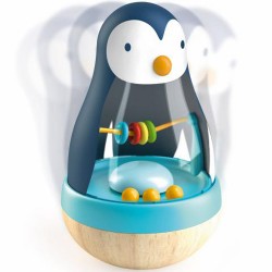 Djeco DJ06407 Jucarie pentru copii din lemn - Hopa zornaitoare pinguin 