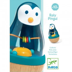 Djeco DJ06407 Jucarie pentru copii din lemn - Hopa zornaitoare pinguin 